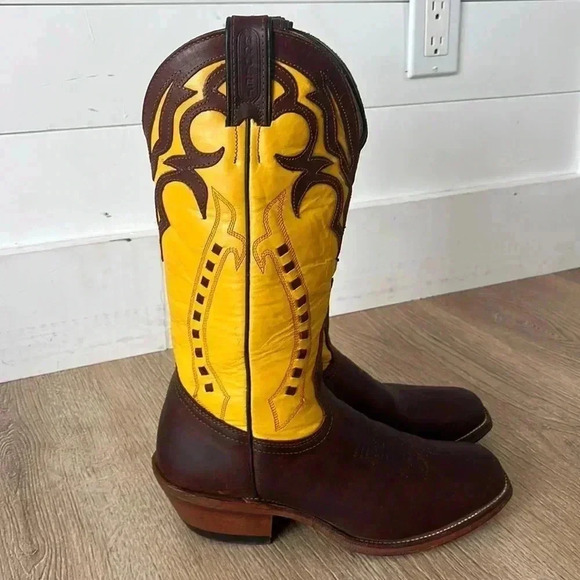 Rare!‎ Custom Made, Boulet Cowgirl Western Boho Boots square toe, women’s size 8